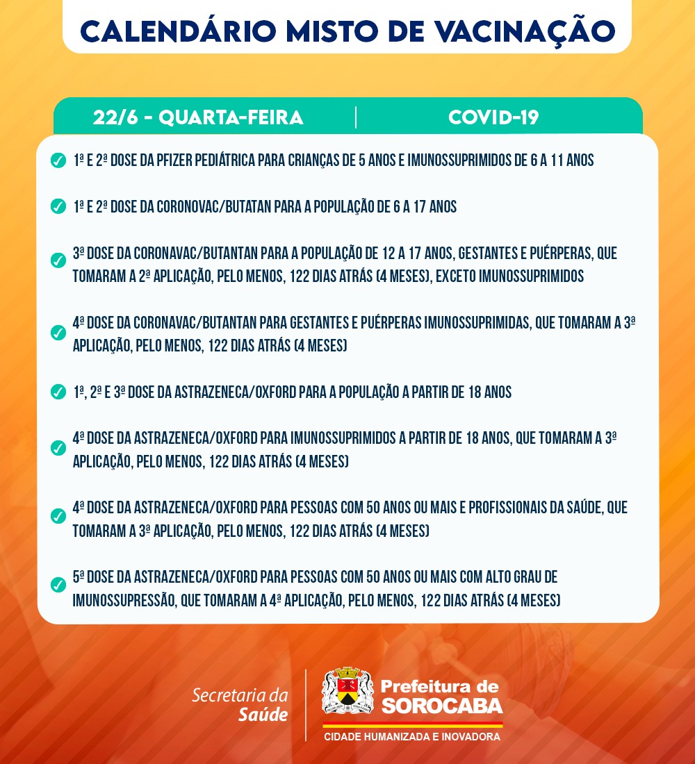 noticias.sorocaba.sp .gov .br confira o calendario misto de vacinacao da proxima semana 20 a 24 6 contra covid 19 gripe influenza e sarampo 17.06 calendario de vacinacao 4.j
