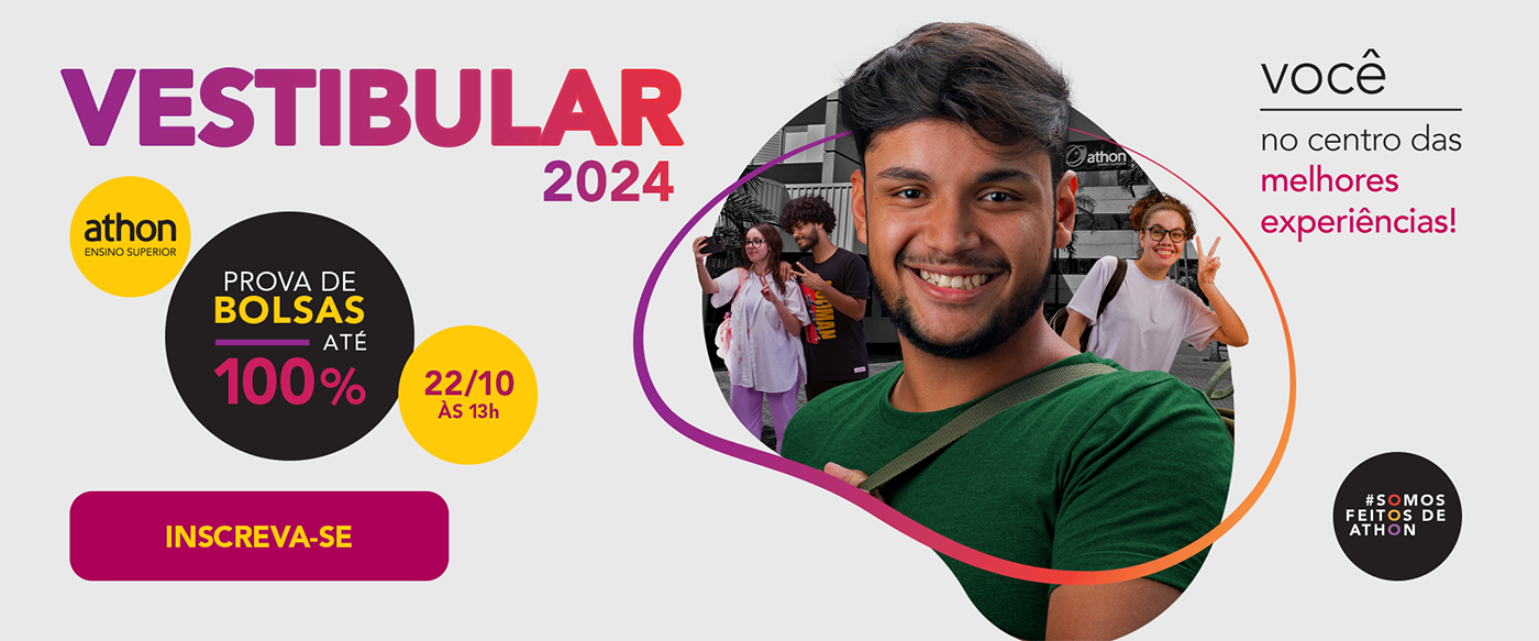 Vestibular presencial da Athon Ensino Superior oferece bolsas de até 100% para 2024 athon banner vestibular 2