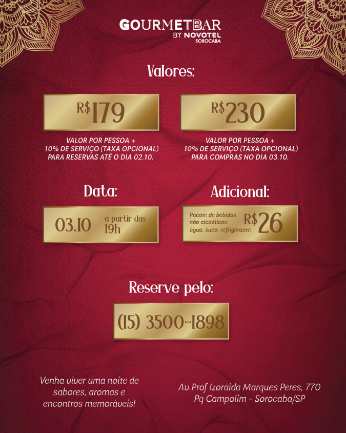 valores jantar arabe novotel